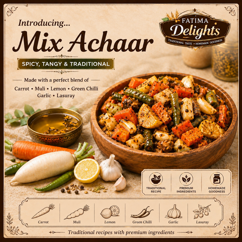 Mix Achaar | 1kg Pack | Vegetable Achaar | Fresh quality | Safely Packed